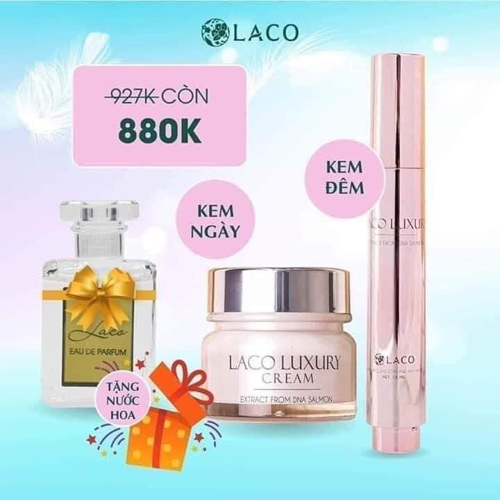 Combo chăm sóc da ngày đêm DNA Cá hồi Laco Luxury