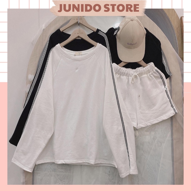 Bộ thể thao sọc kẻ tay dài quần cộc JUNIDO B1