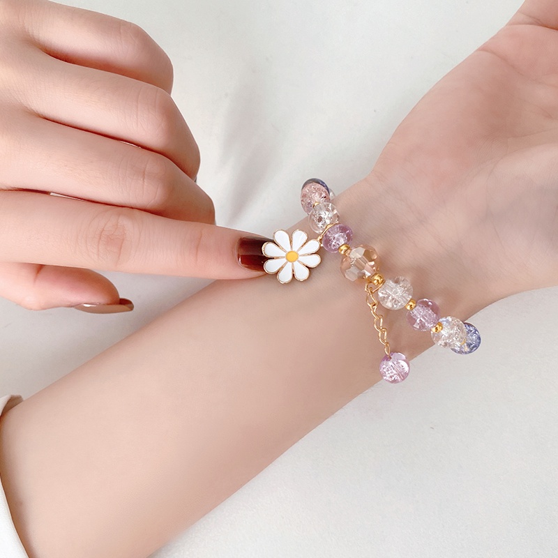 Vòng Tay Pha Lê Họa Tiết Hoa Cúc Thời Trang Hàn Quốc Tinh Tế
