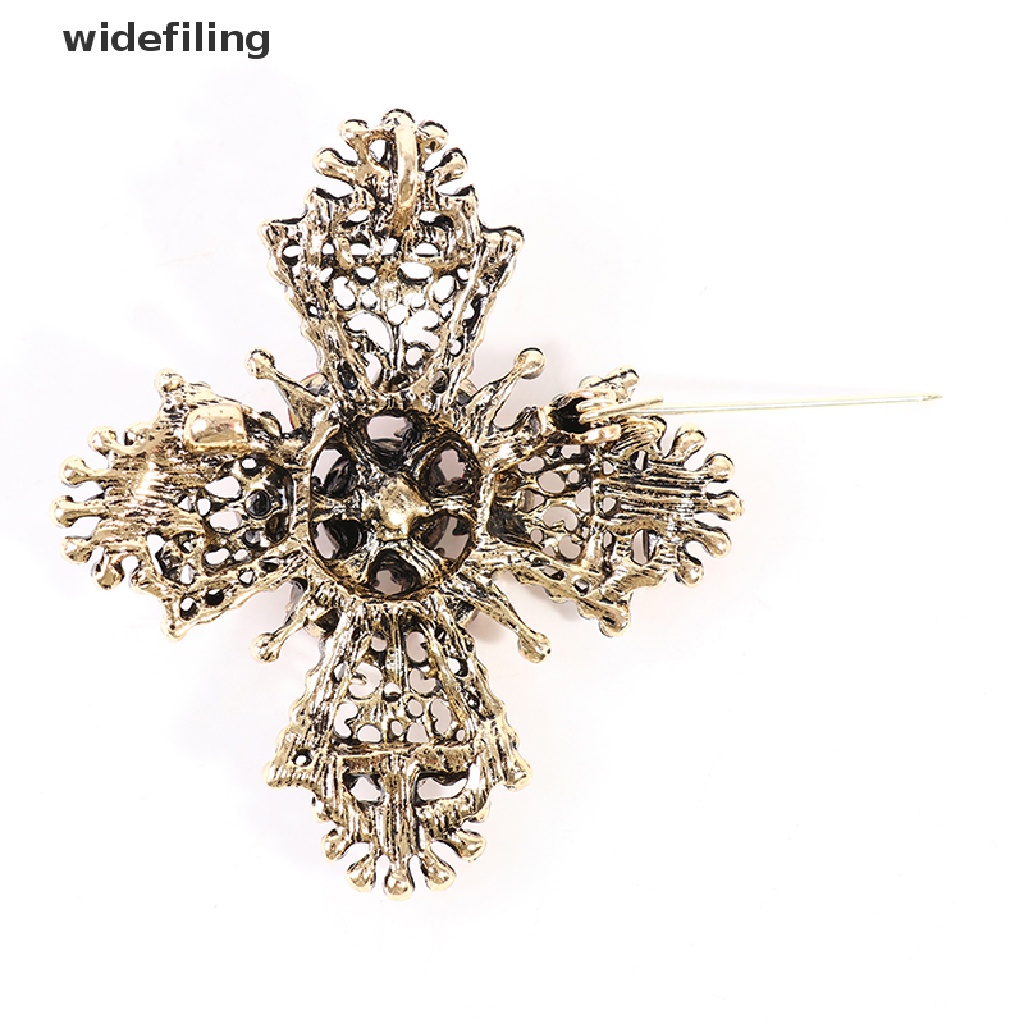 Trâm Cài Áo Hình Chữ Thập Đính Đá Đỏ Phong Cách Vintage