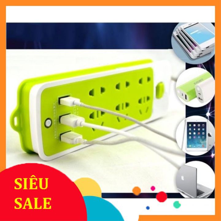 Ổ Cắm Điện Đa Năng 6 Phích Và 3 Cổng Sạc USB