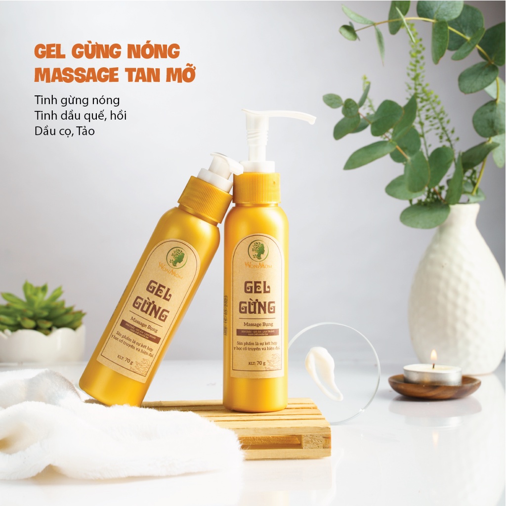 Gel Gừng - Dầu Gừng Thảo Dược Massage Tan Mỡ Bụng Sau Sinh Wonmom 70g