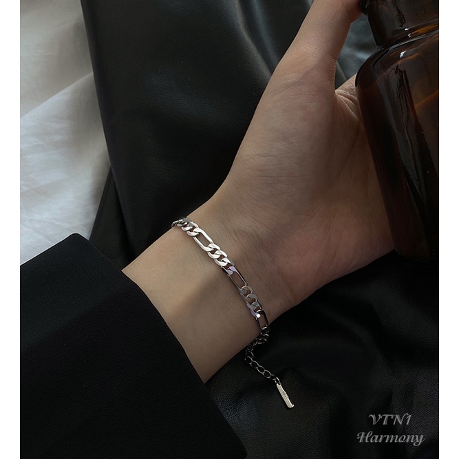 Lắc tay bạc nữ thiết kế mắt xích trơn vòng đơn giản, cá tính, unisex | HARMONY ACCESSORIES VTN1