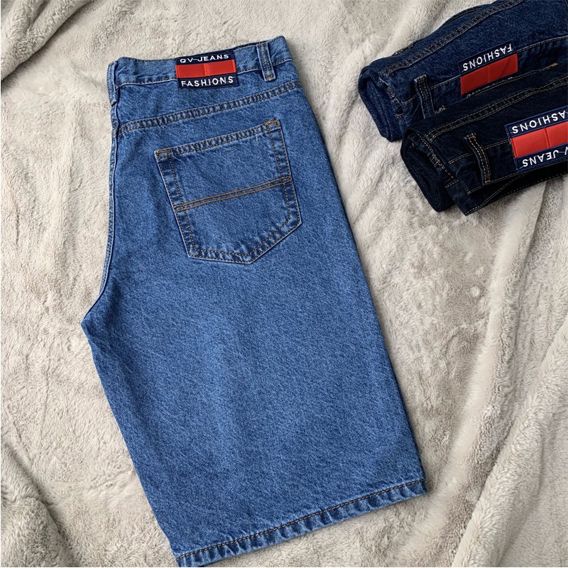 BIGSIZE quần sọt jean ống suông, quần đùi jean ống rộng trung niên hàng đẹp