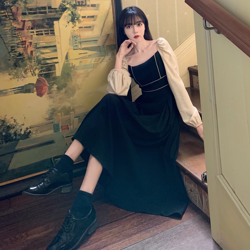 Đầm Midi Hàn Quốc Phong Cách Retro Sang Trọng