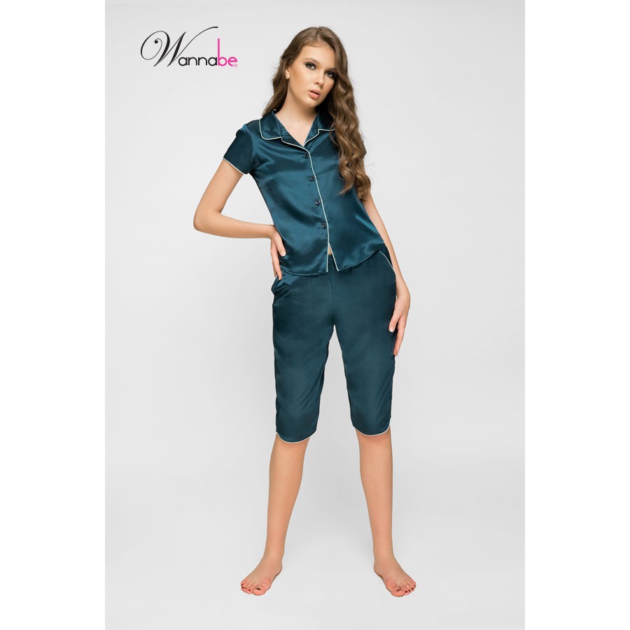 [Mã FASHIONMALLT4 giảm 15% đơn 150k] Đồ bộ mặc nhà Wannabe BL38P Pijama nữ quần lửng đơn giản trẻ trung