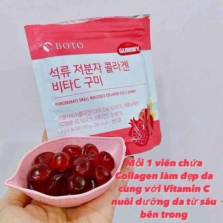Kẹo Dẻo Collagen Vị Lựu Dưỡng Da Sáng Mịn- Boto Collagen Gummy