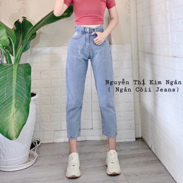 quần bò Baggy hoa cúc hot trend
