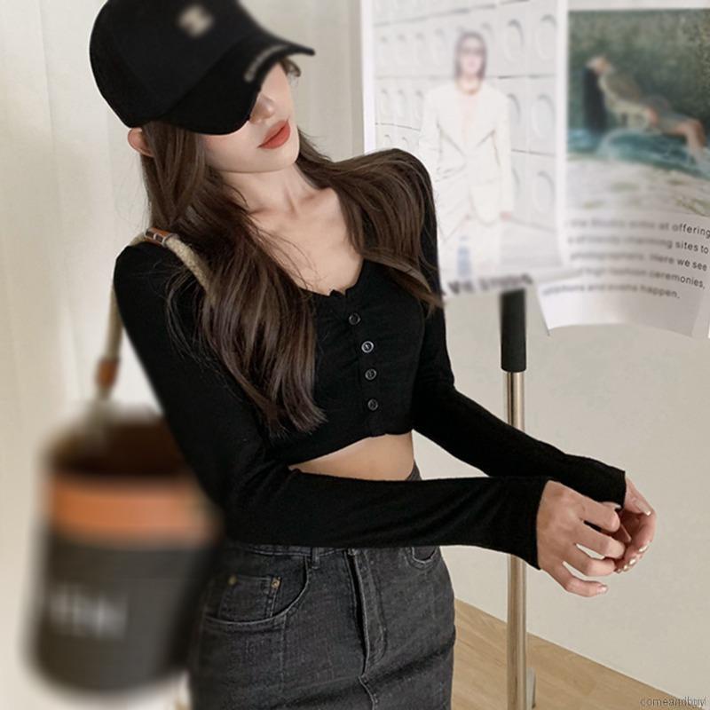 Áo Thun Lửng Tay Dài Thời Trang Dành Cho Nữ