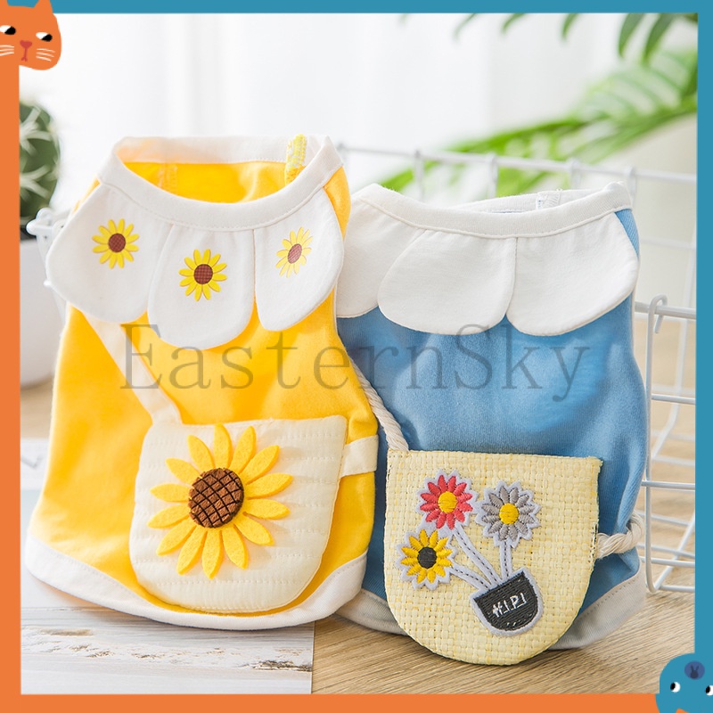 Đầm Ngắn Thoáng Khí Họa Tiết Hoa Hướng Dương Dễ Thương Cho Thú Cưng