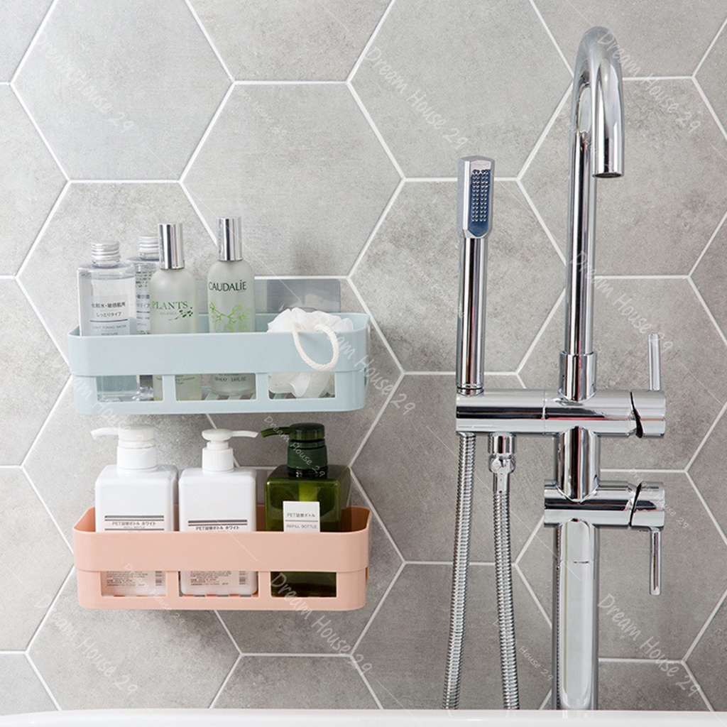 Kệ nhựa đựng đồ nhà tắm, nhà bếp dán tường nhựa abs nhiều màu kích thước 26cm x 10cm x 7cm