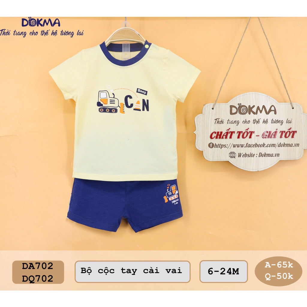 [Mã SKAMCLU8 giảm 10% cho đơn từ 100K] Bộ cộc tay cài vai bé trai organic cotton tự nhiên Dokma