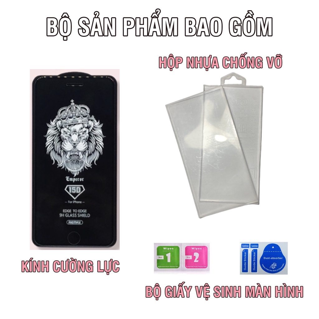 [ĐÓNG HỘP NHỰA] Kính cường lực Iphone Full Màn 15D REMAX 6/6Plus/6s/7/7Plus/8/plus/x/xr/xs/11/12/13/pro/max/plus/promax