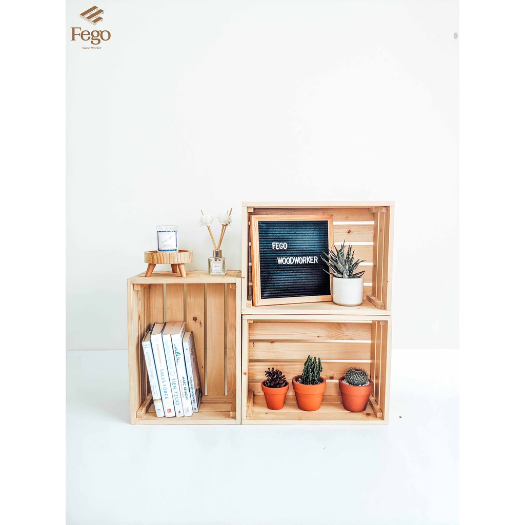 Hộp gỗ đựng đồ pallet/ Box gỗ - Thùng gỗ thông decor nhà cửa