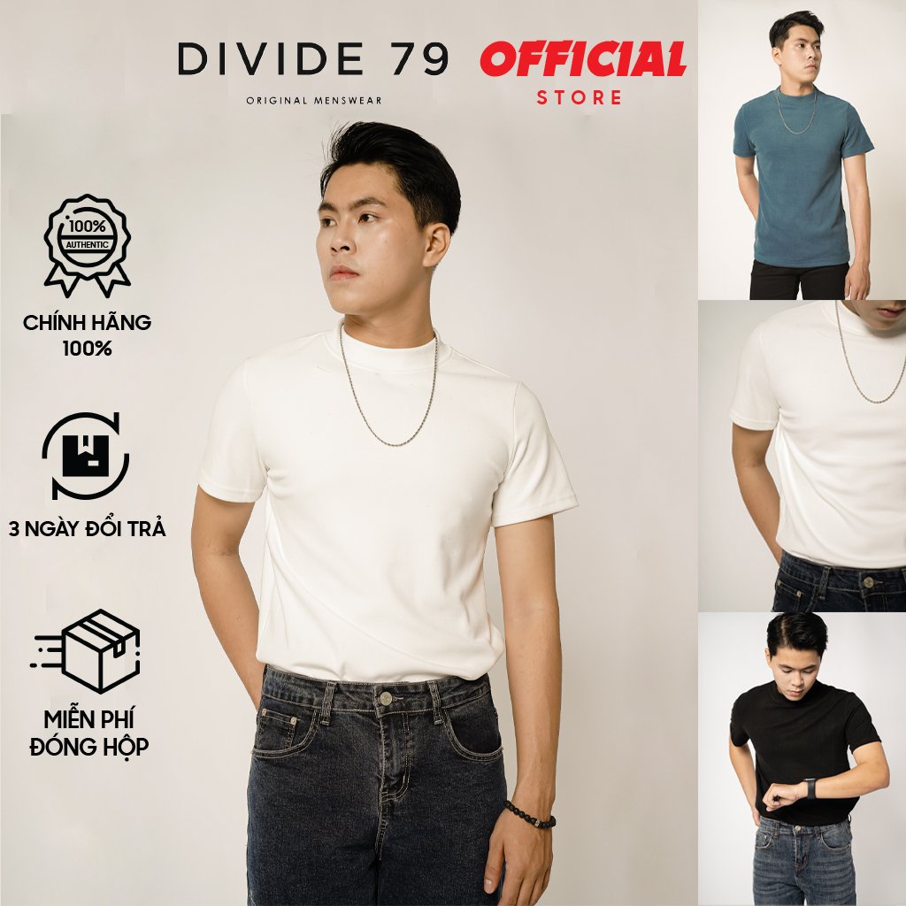 Áo Thun Unisex Basic Cổ Tròn Divide 79 chất vải Cotton co giãn, dày dặn với 3 màu Trắng/Đen/Xanh AT6619