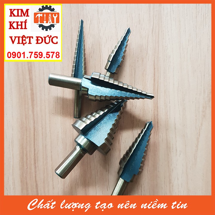 Mũi khoan bước công nghê hệ inch thép HSS cô ban hộp nhôm Bộ 5