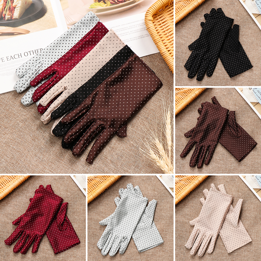 Găng Tay Và Găng Tay Họa Tiết Chấm Bi Chất Liệu Mềm Mại Co Giãn Tốt Thời Trang Cho Nữ