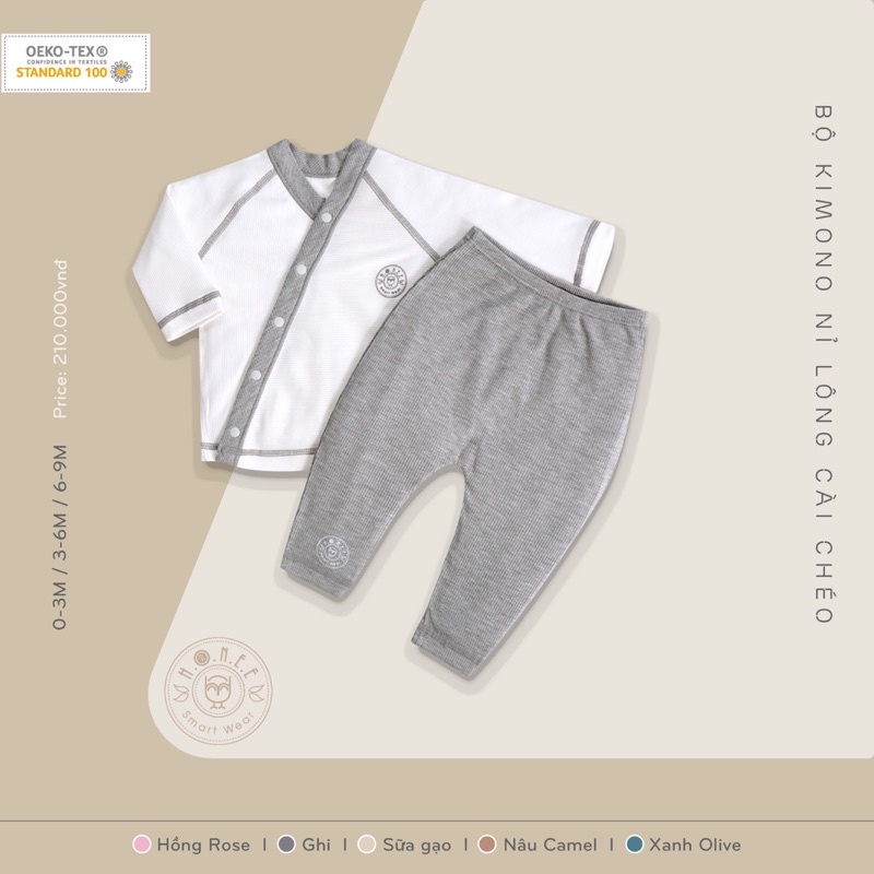 HRNEE - BỘ SƠ SINH NỈ LÔNG 0-3M ĐẾN 6-9M