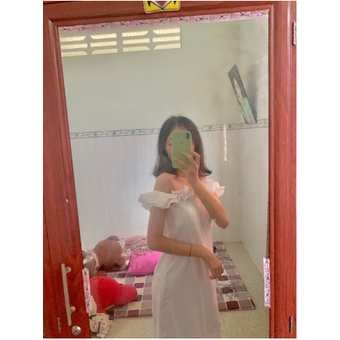 Váy trắng trễ vai, đầm trắng trễ vai vai bèo kèm ảnh thật | BigBuy360 - bigbuy360.vn