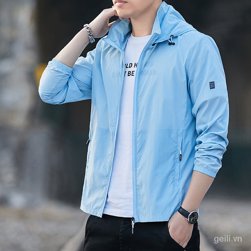 [Hàng mới về] Áo khoác thể thao siêu mỏng thoáng khí chống nắng chống tia uv có mũ trùm trong suốt dành cho nam và nữ