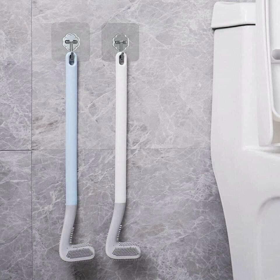 Cây chà bồn cầu, cọ toilet silicon hình chữ L dụng cụ vệ sinh chà rửa đa năng có thể tẩy rửa mọi ngóc ngách của bồn cầu