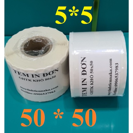 Combo 10 cuộn Giấy in tem nhiệt dán nhãn, mã vạch 50x50 mm  -