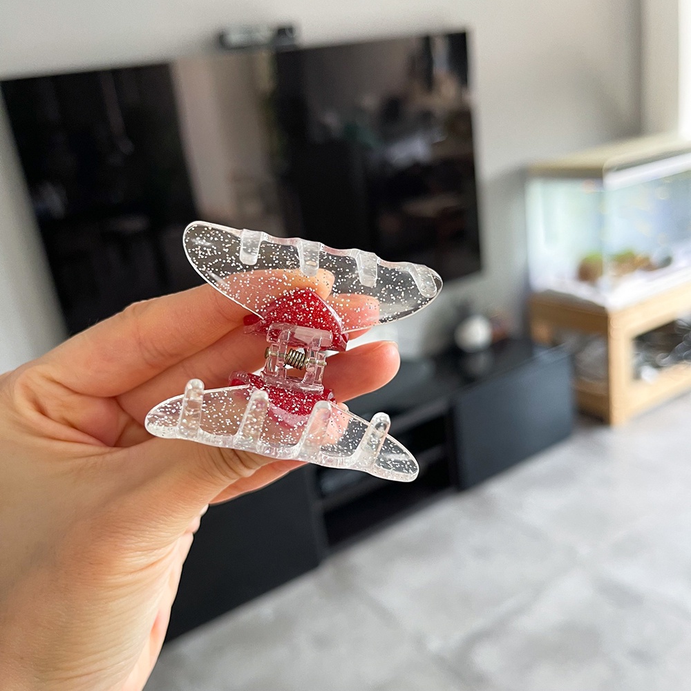 Kẹp Tóc Càng Cua Bằng Acrylic Trong Suốt Hình Trái Tim/Cá Mập Độc Đáo Thời Trang Mùa Hè Xinh Xắn
