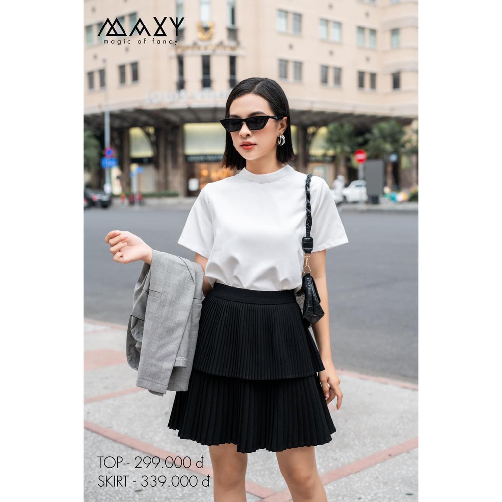 Áo nữ tay ngắn kiểu cơ bản cổ trụ basic top Maxy Workshop
