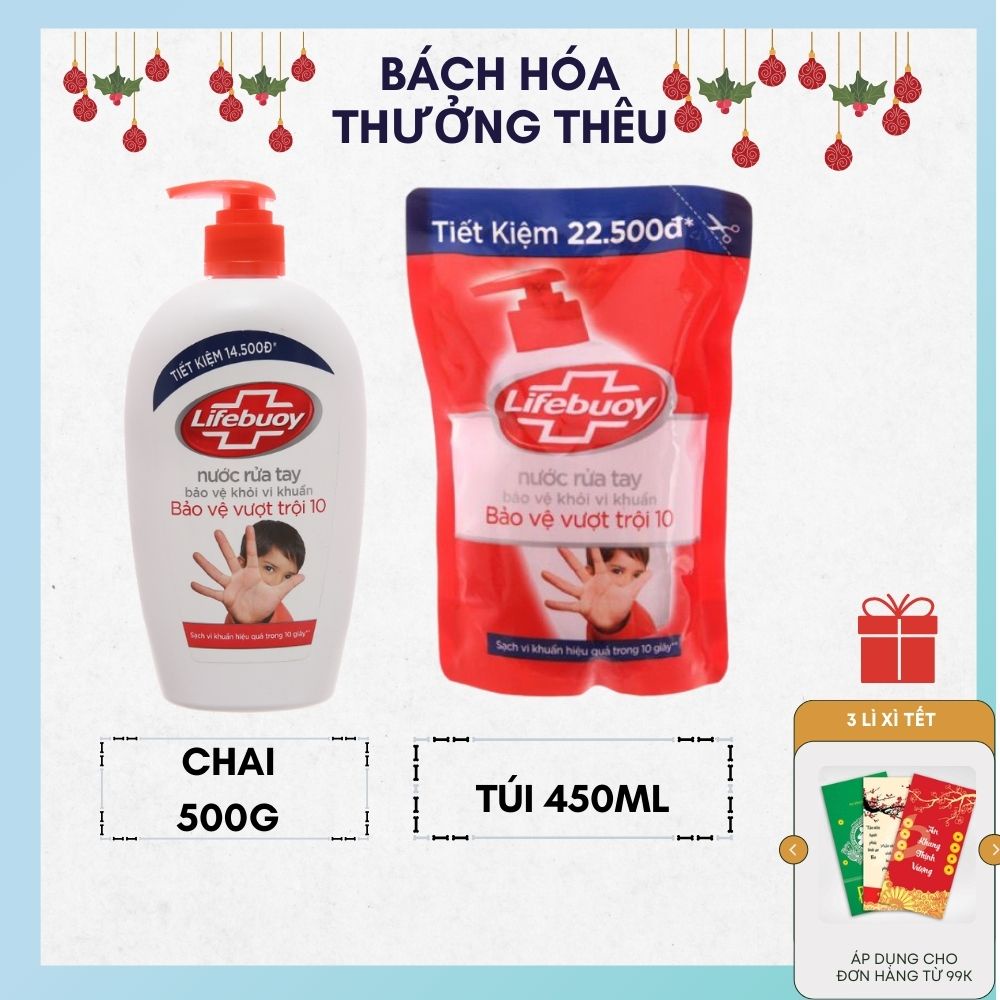 Nước Rửa Tay LifebuoyTúi 450ml/ chai 500g