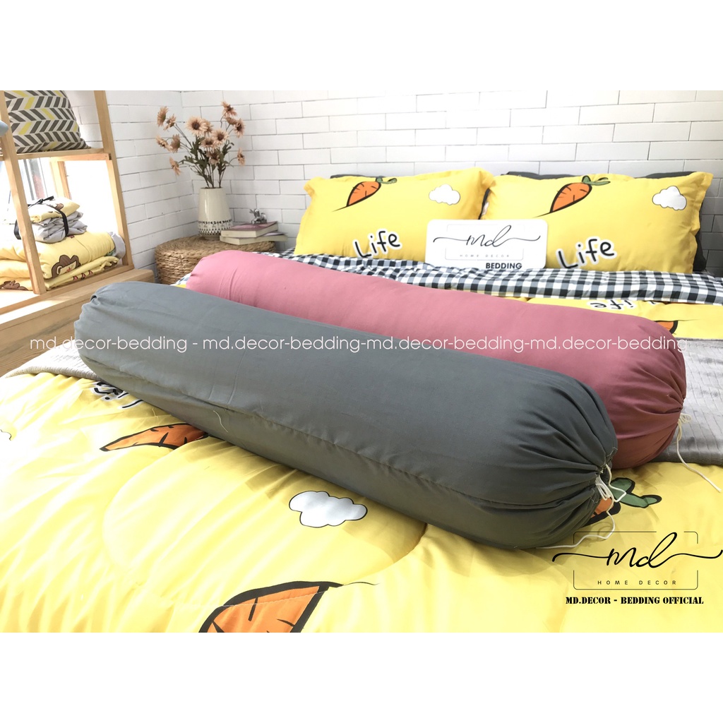 Vỏ Gối Ôm Cotton TiciMD.Decor- Bedding kích thước 35x100cm Lồng Được Ruột Đơn Màu Sang Trọng