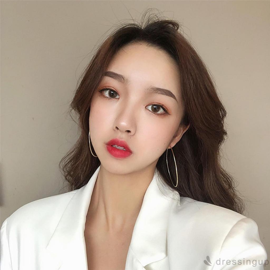 Hoa tai hình tròn mỏng màu trơn lấp lánh ngoại cỡ giản dị cho nữ