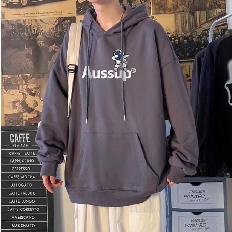 Áo hoodie dáng rộng in chữ phong cách Hàn Quốc thời trang cho nam và nữ size M-5XL