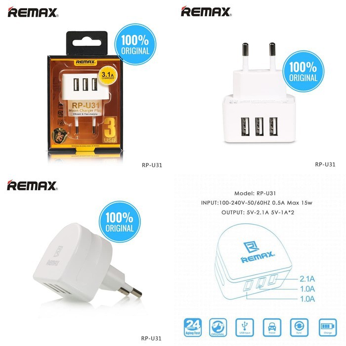 Cáp Sạc Remax Moon Rp U31 3 Cổng Usb 3.1a