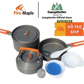 Đồ cắm trại firemaple campoutvn Feast 2 bộ nồi nấu ăn cắm trại 6 món tiện dễ gọn campout A093
