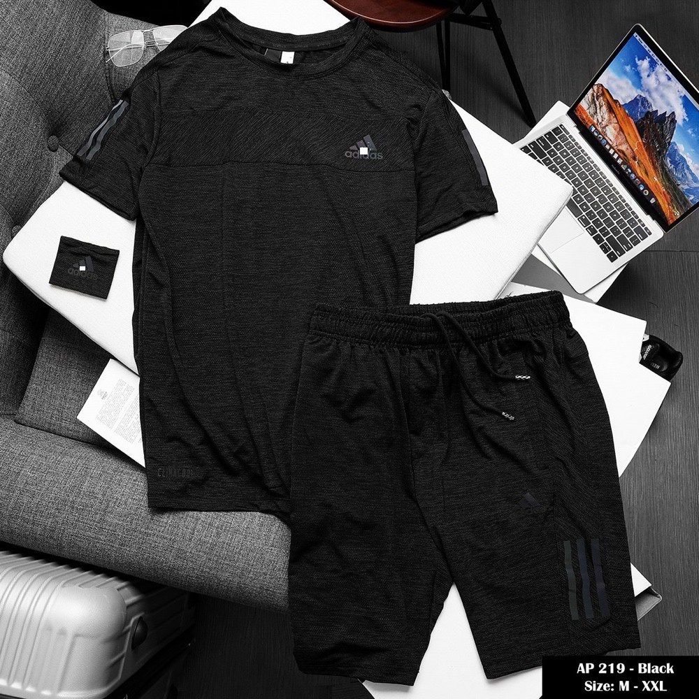 Bộ thể thao nam adidas cao cấp mùa hè cộc tay chất thun lạnh mã p219