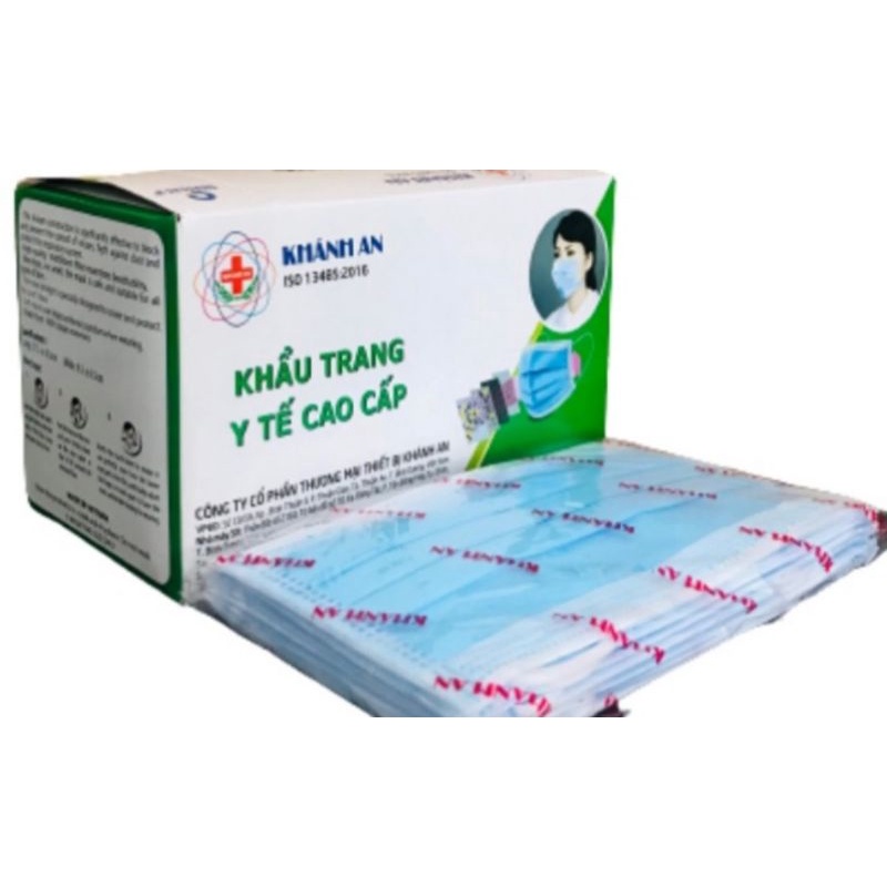 Hộp 50 cái khẩu Trang y tế 4 lớp kháng khuẩn thương hiệu Khánh An