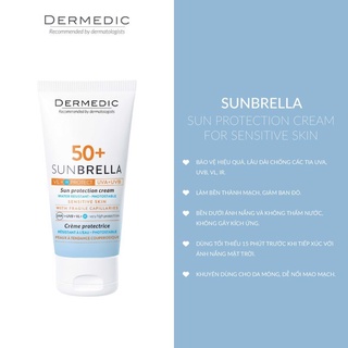 [CHÍNH HÃNG](Mẫu Mới) Kem Chống Nắng Da Nhạy Cảm, Giãn Mao Mạch DERMEDIC SUNBRELLA SPF50+ Sun Protection Cream Fragile