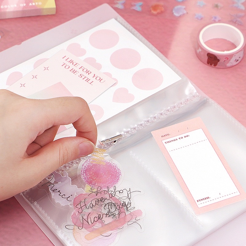 Album File Lá NOTE FOR Đựng Lưu Trữ Sticker, Card Bìa Nhựa Màu Loang 2022