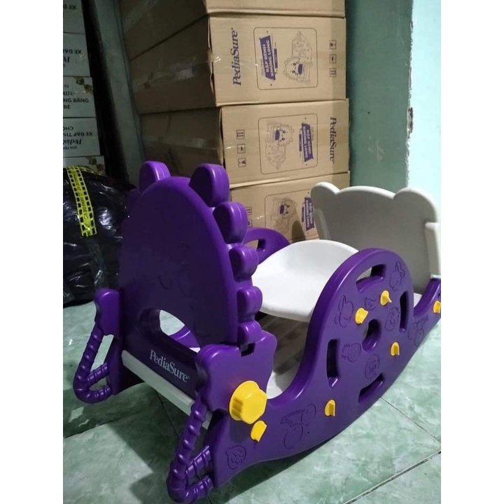 Bập bênh 3in1 cầu trượt, bập bênh, chơi bóng rổ bé từ 1-3 tuổi