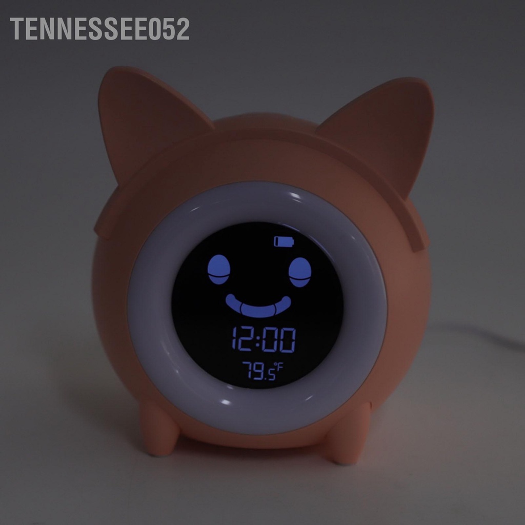 Tennessee052 Đồng hồ báo thức mini mèo hoạt hình Chức năng lại sáng tạo Biểu hiện vui nhộn cho trẻ em có đèn ngủ