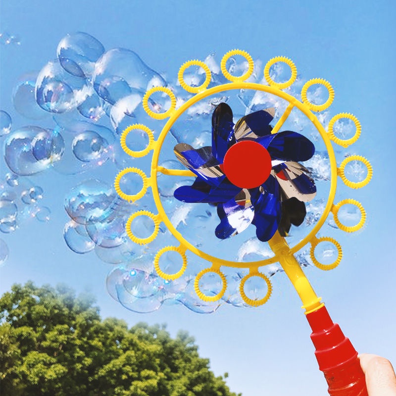 Đồ chơi thổi bong bóng hình cối xay gió kèm ống thổi cho bé