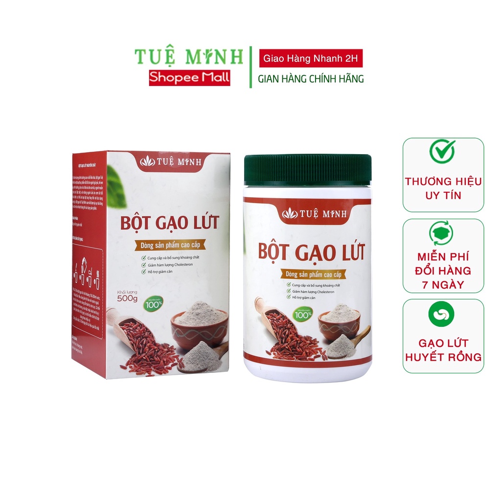 Bột gạo lứt huyết rồng Tuệ Minh hộp 500gram (combo 2 hộp 0.5kg) GL2