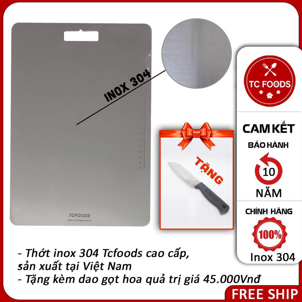 Thớt inox304 Tcfoods [ HÀNG VIỆT NAM]- giã đông-chống nấm mốc- kháng khuẩn