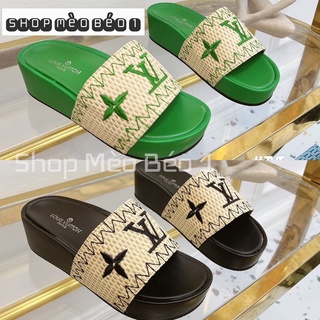 Dép lv quai ngang hoạ tiết đế cao fullbox