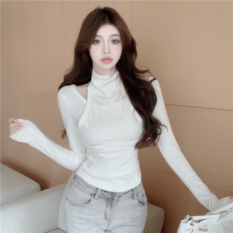 Áo tay dài cổ lọ dáng ôm quyến rũ thời trang cho nữ