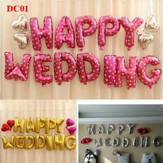 Sét bóng chữ happy wedding