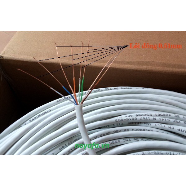 CÁP MẠNG COMMSCOPE AMP Category 5e UTP Cable, 4-Pair, 24AWG, White (4-1427260-2) CHính hãng CO, CQ đầy đủ.