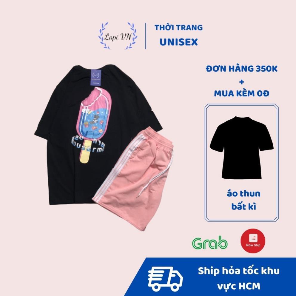 Đồ Bộ Hoạt Hình Unisex ICE CREAM Quần Đùi 3 Line – Lapi VN, Set Cartoon, Freesize, Nam Nữ Đều Mặc Được Đẹp