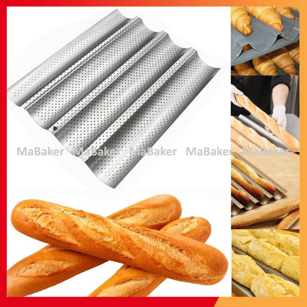 Khay nướng bánh mì 4 rãnh loại tốt, chống gỉ, siêu bền, an toàn – hàng chuyên dùng cho lò bánh - MaBaker