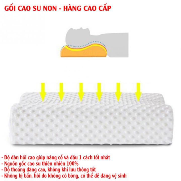 Gối Cao Su Non 100% Thiên Nhiên Everhome Cho Người Lớn- Kháng Khuẩn, Khử Mùi, Chống Mỏi Vai Gáy, Không Xẹp Lún